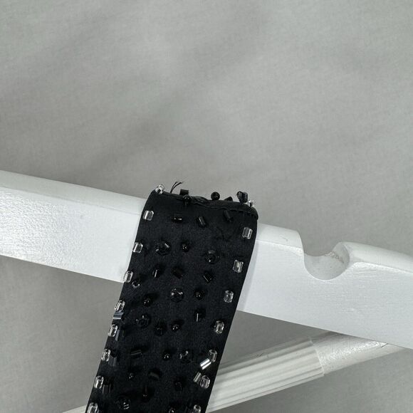 Vintage Laundry By Shelli Segal Womens Dress 0 Black Beaded Jersey Knit Maxi Y2K - Picture 5 of 15